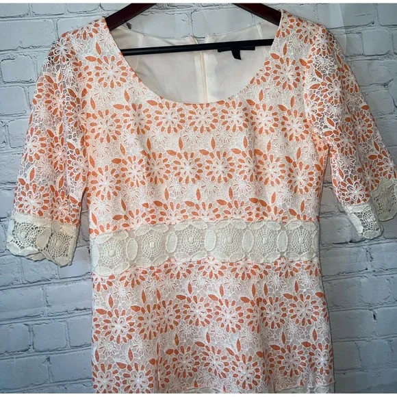 Chris Mclaughlin White & Orange floral short sleeve dress size 6 - Picture 5 of 11
